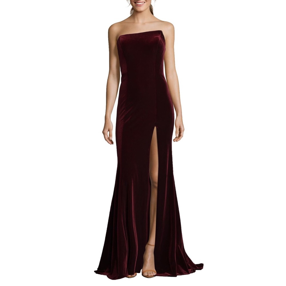 Strapless velvet gown